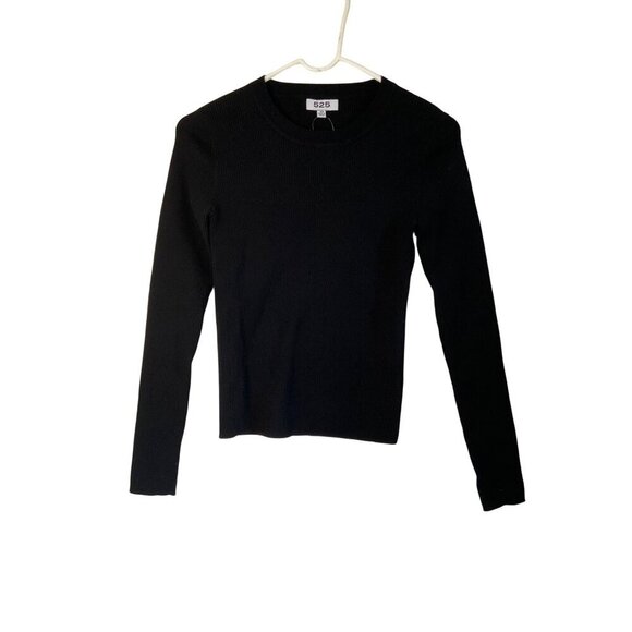 525 Frankie Rib Crew Neck Pullover Sweater in Black XSmall New Womens Knit Top - Picture 4 of 8